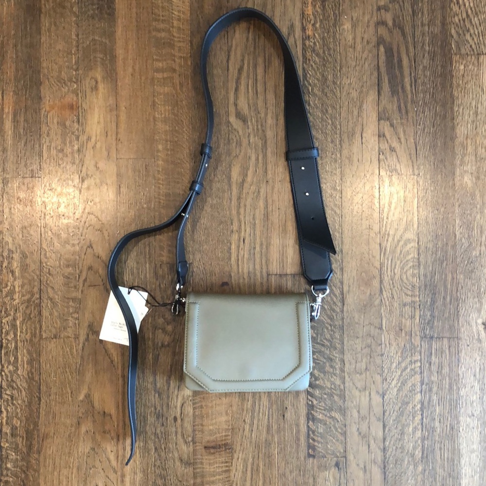 Olive Green Vegan Leather Messenger Bag